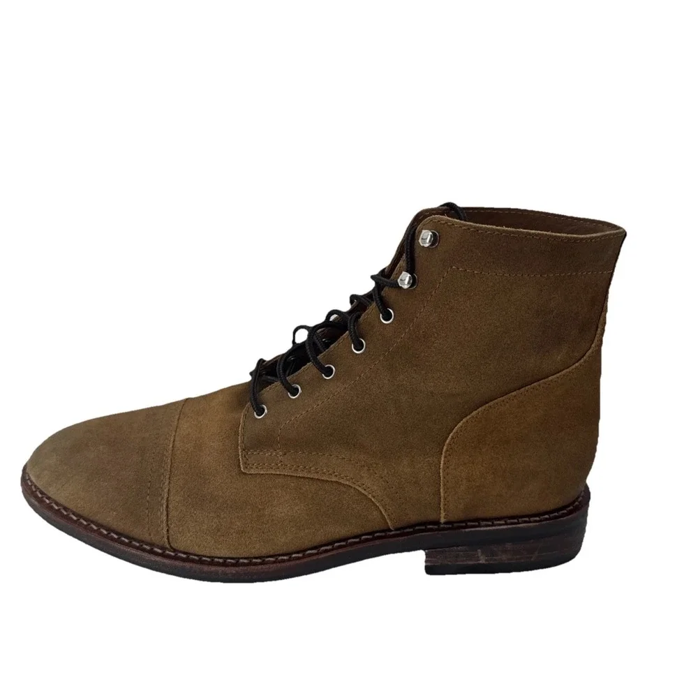 Thursday Everyday Captain Boots Men 15 Brown Suede Leather Cap Toe Lace Up Ankle